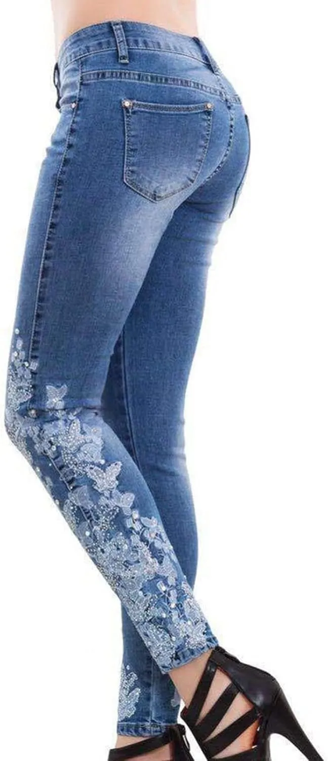 Women's Wedgie Straight Jeans Slim Embroidered Jeans Cropped Denim Pants Jeans Women Tall Womens Womens Jeans High