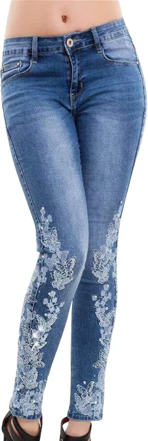 Women's Wedgie Straight Jeans Slim Embroidered Jeans Cropped Denim Pants Jeans Women Tall Womens Womens Jeans High