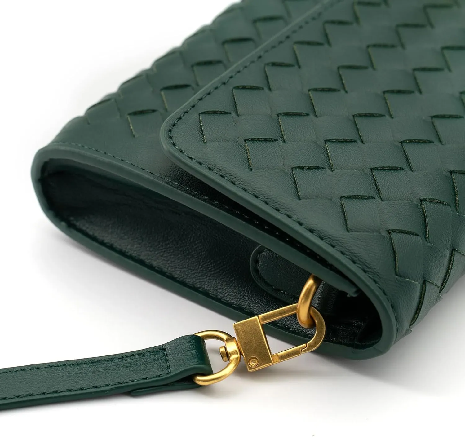 Woven Clutch Purse Ladies Top Handle Handbag Leather Crossbody Shoulder Bag with Detachable Strap