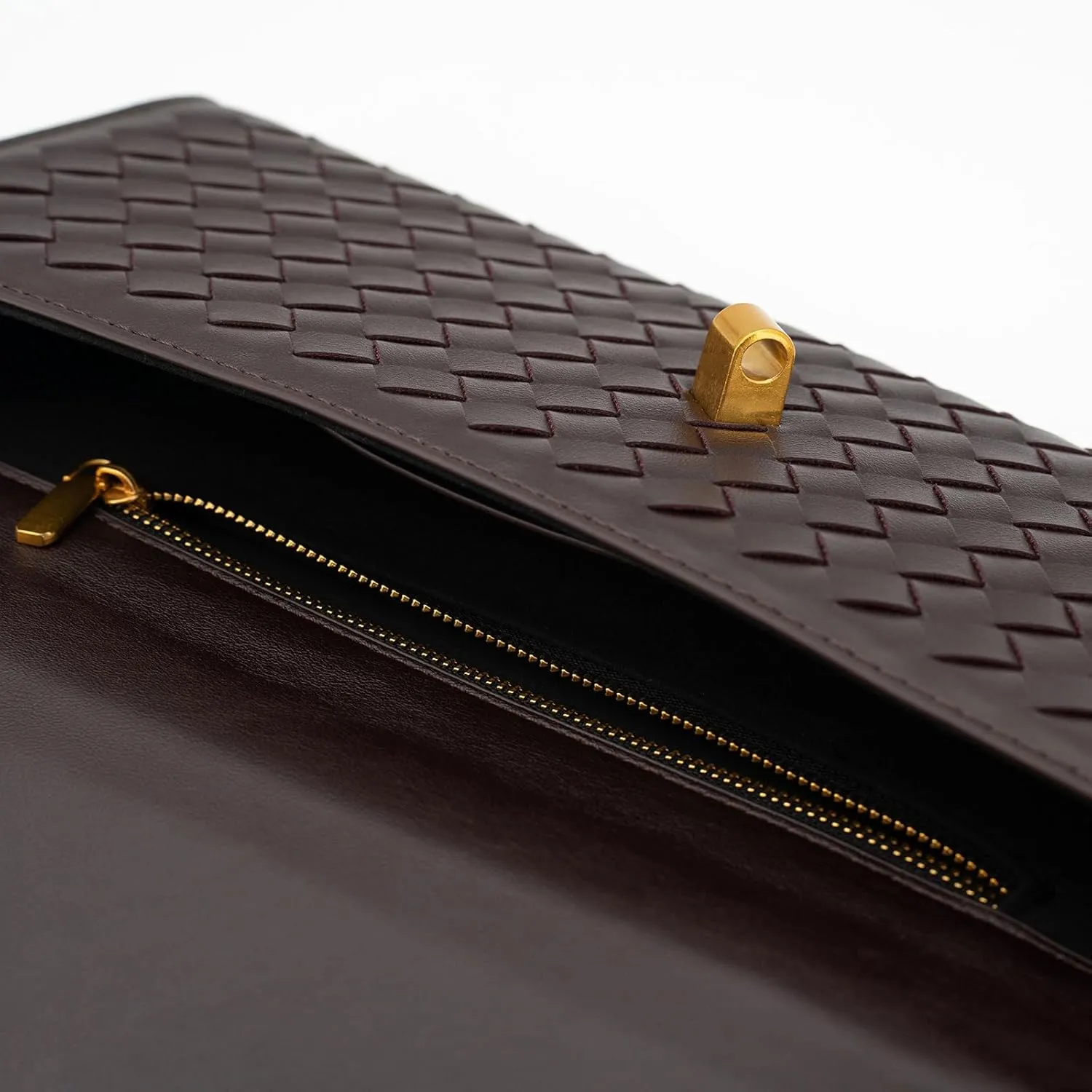 Woven Clutch Purse Ladies Top Handle Handbag Leather Crossbody Shoulder Bag with Detachable Strap
