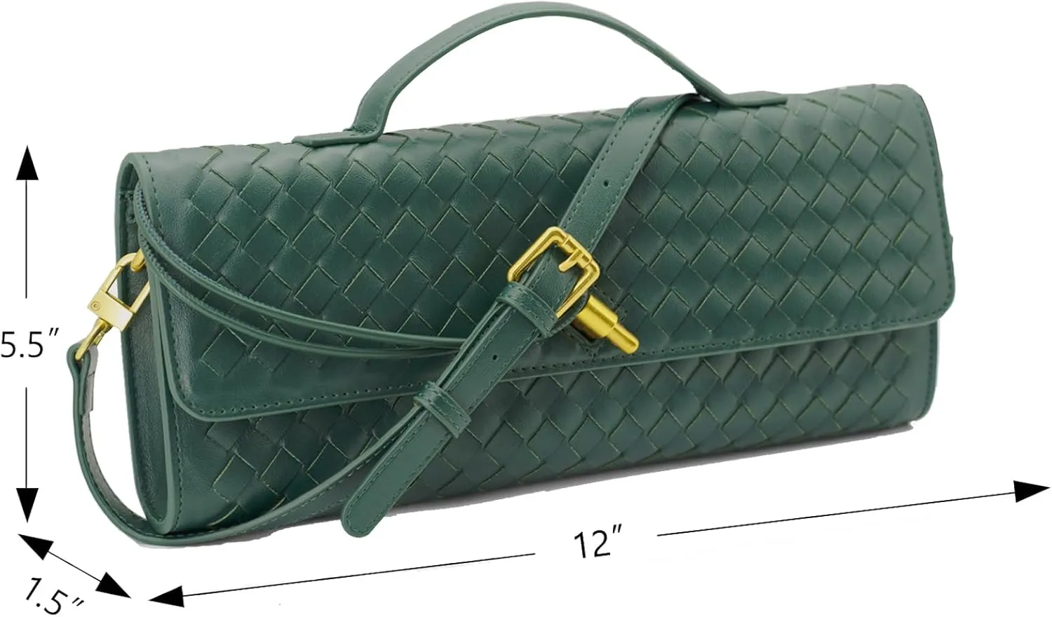 Woven Clutch Purse Ladies Top Handle Handbag Leather Crossbody Shoulder Bag with Detachable Strap