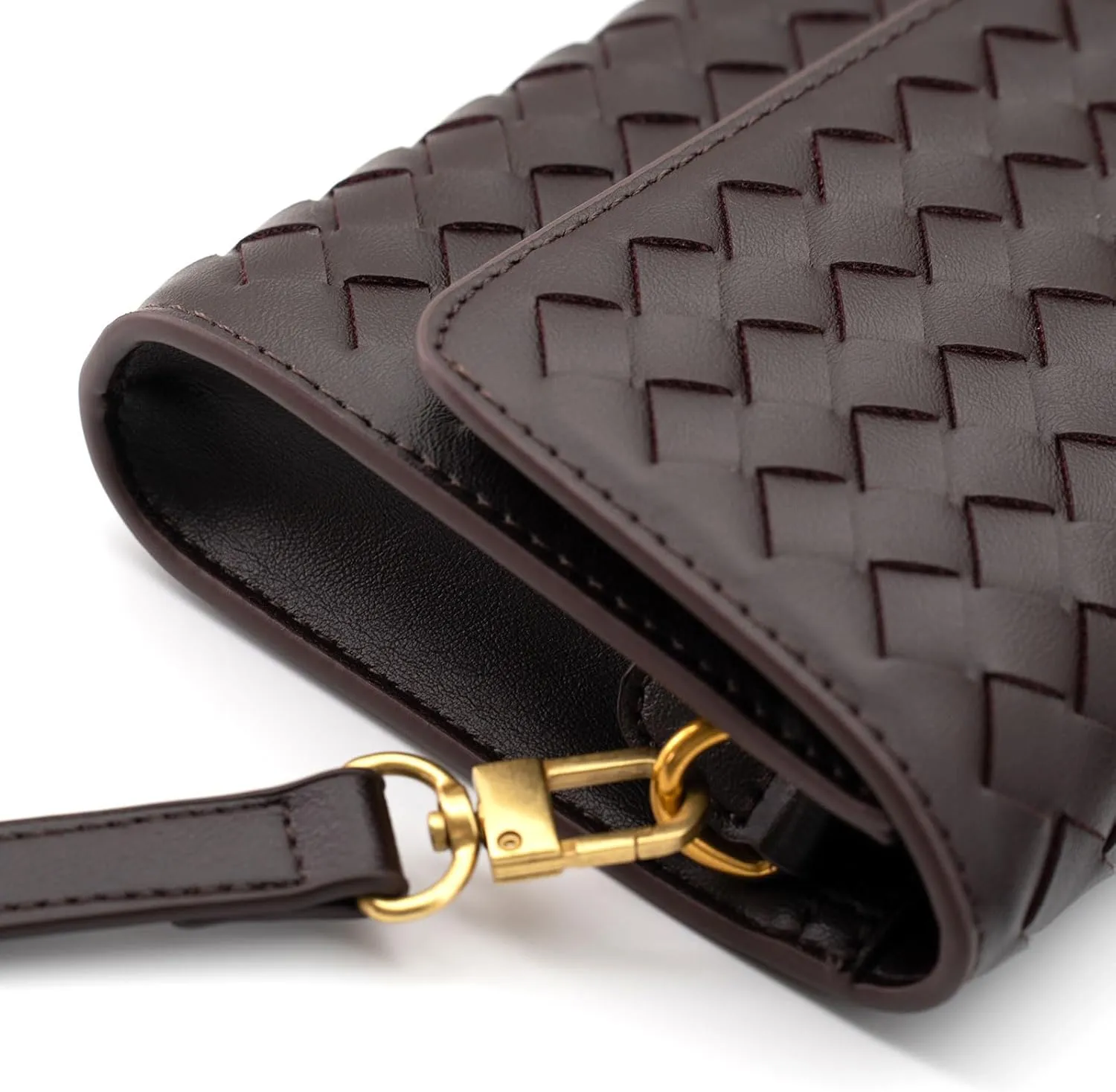 Woven Clutch Purse Ladies Top Handle Handbag Leather Crossbody Shoulder Bag with Detachable Strap