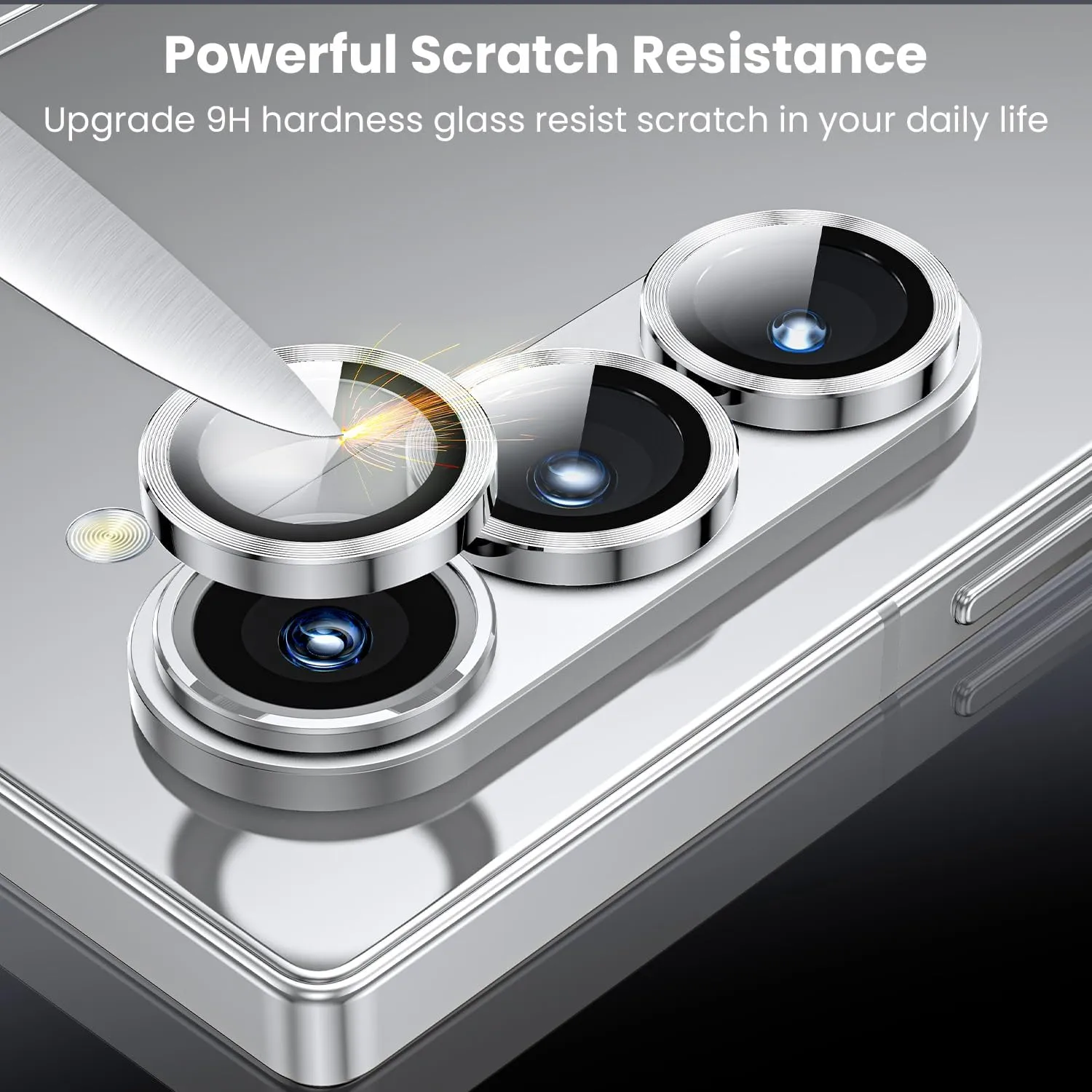 WSKEN for Z Fold 6 Camera Lens Protector Case Cover, Ultra HD Tempered Metal Glass Anti Scratch Rear Camera Screen Protector Shockproof Film for Samsung Galaxy Z Fold 6 5G 2024 Accessories,Silver