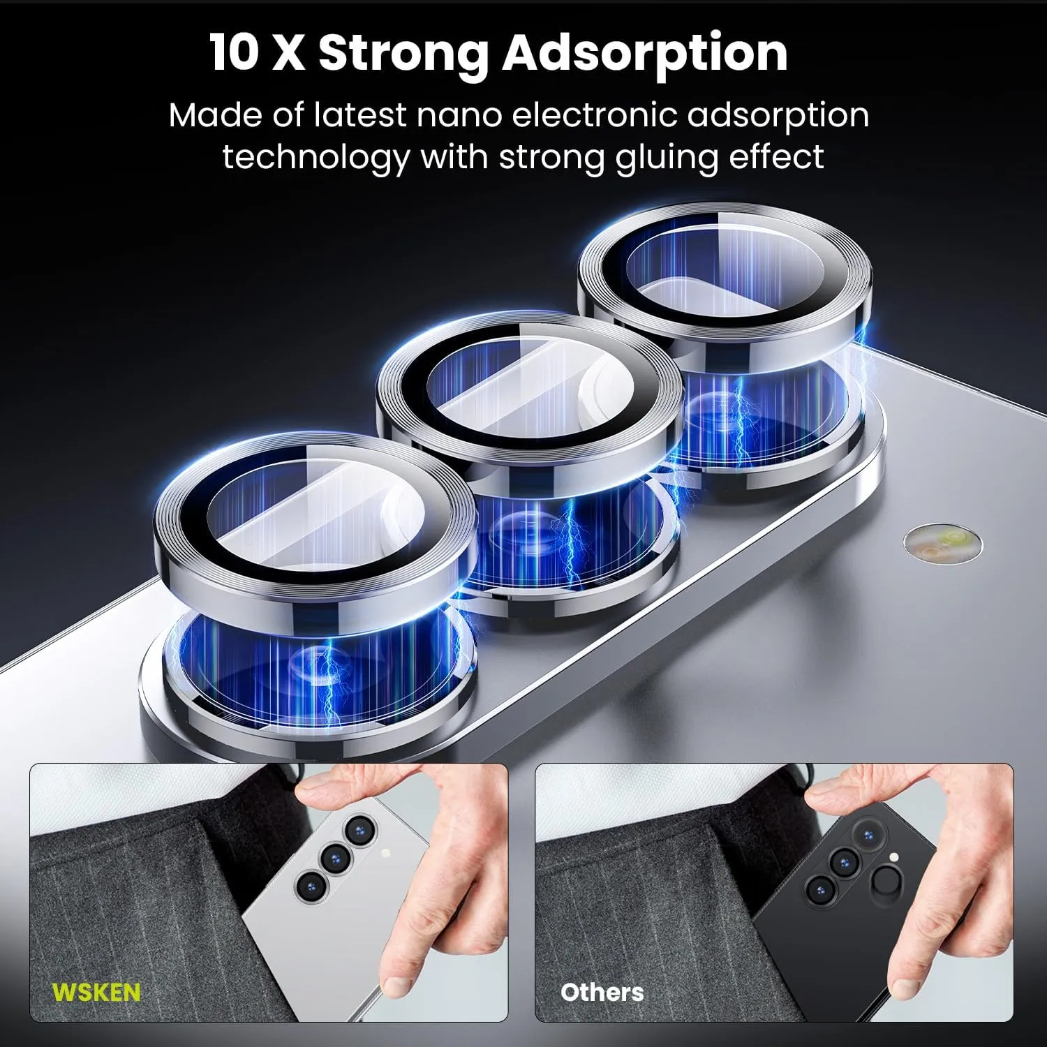 WSKEN for Z Fold 6 Camera Lens Protector Case Cover, Ultra HD Tempered Metal Glass Anti Scratch Rear Camera Screen Protector Shockproof Film for Samsung Galaxy Z Fold 6 5G 2024 Accessories,Silver