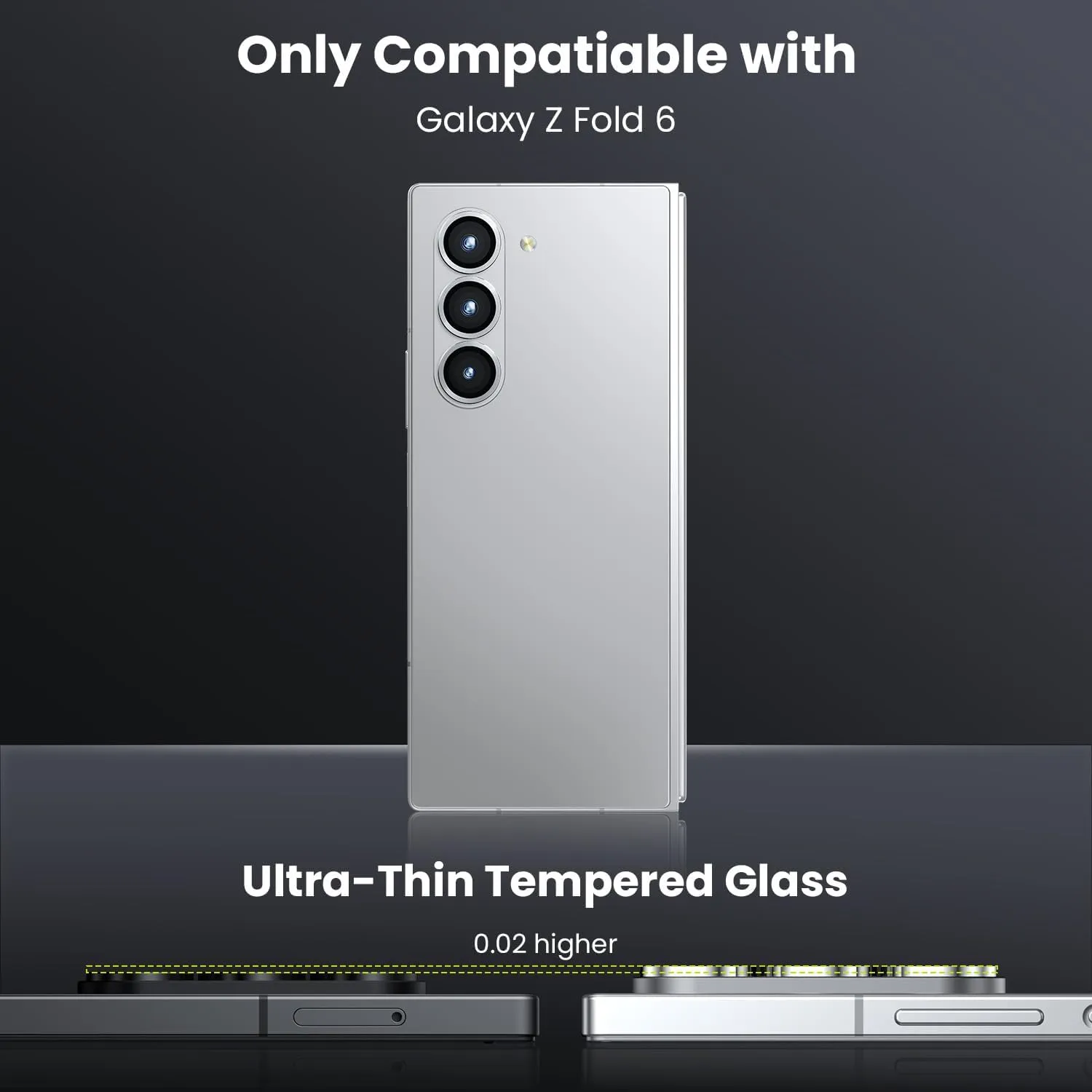 WSKEN for Z Fold 6 Camera Lens Protector Case Cover, Ultra HD Tempered Metal Glass Anti Scratch Rear Camera Screen Protector Shockproof Film for Samsung Galaxy Z Fold 6 5G 2024 Accessories,Silver