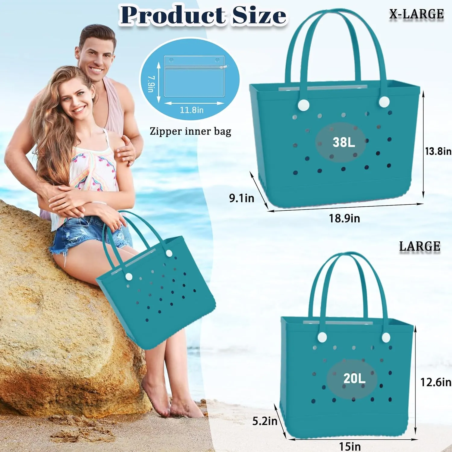 X-Large Rubber Tote Bag Waterproof Beach Washable Handbag Storage Bags Durable Modern Travel SportsTote Bag