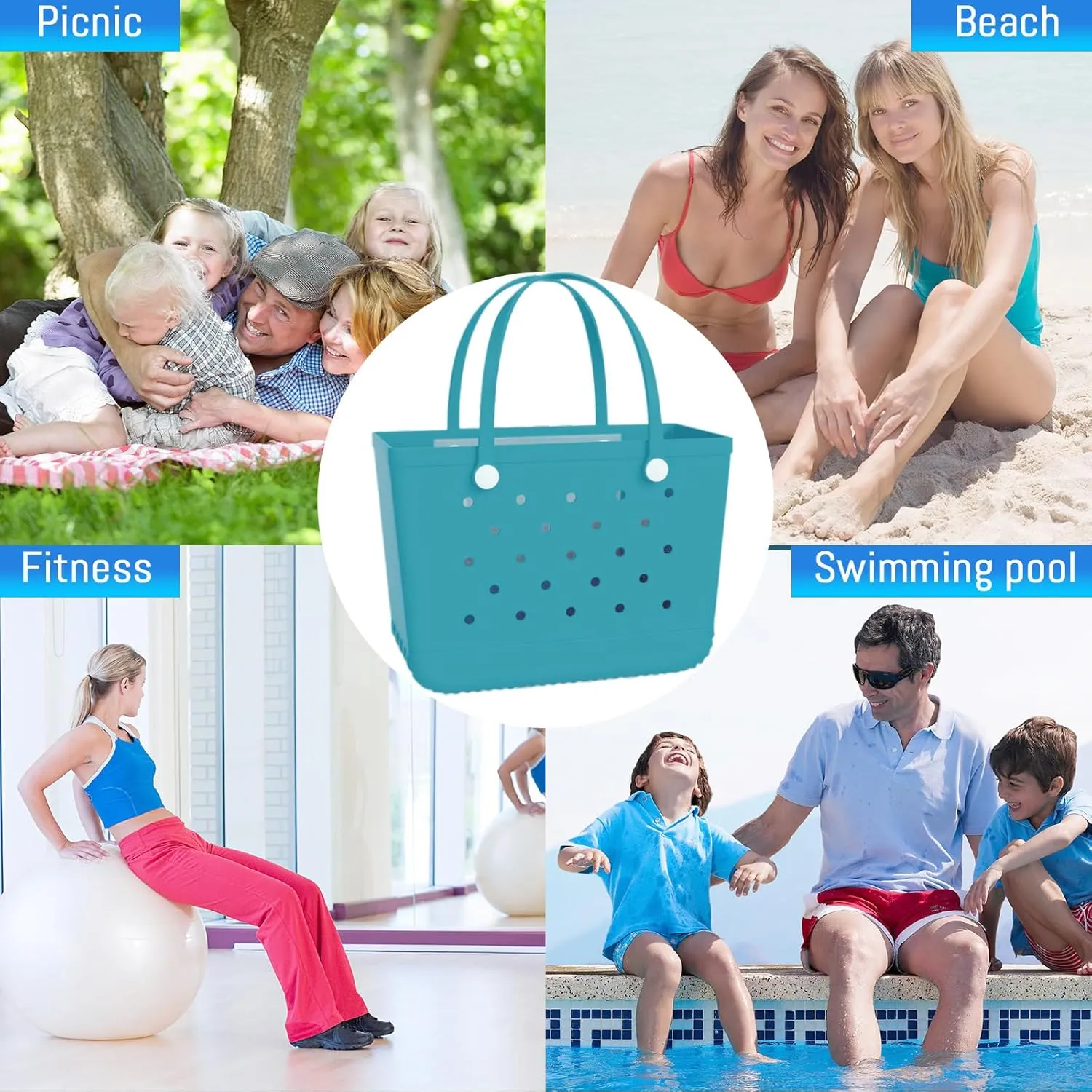 X-Large Rubber Tote Bag Waterproof Beach Washable Handbag Storage Bags Durable Modern Travel SportsTote Bag