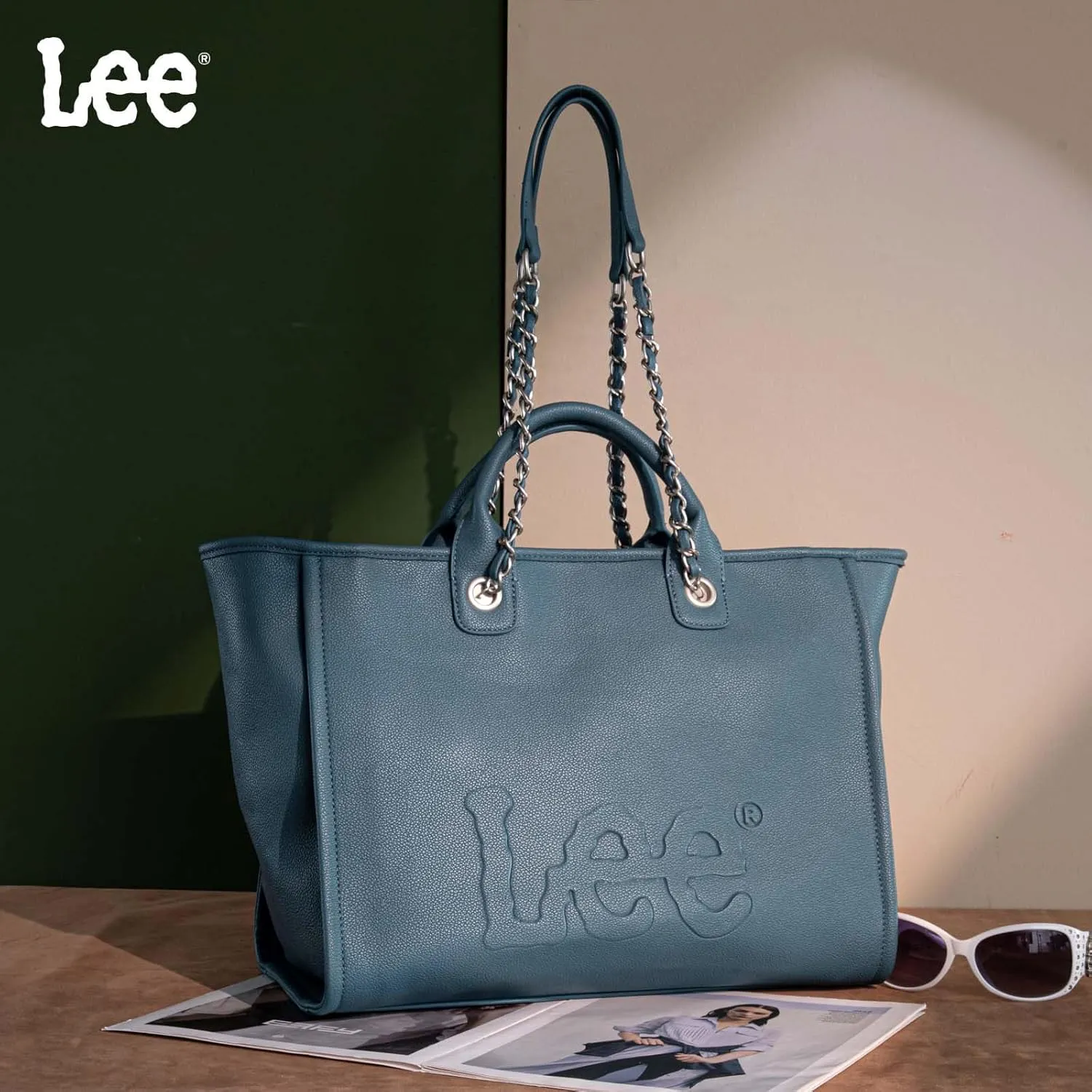 x Lee Large Shoulder Tote Bag for Women Vegan Leather Top-Handle Bag