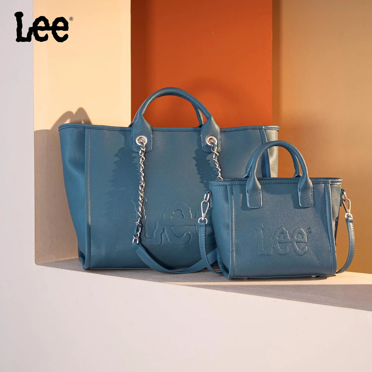 x Lee Large Shoulder Tote Bag for Women Vegan Leather Top-Handle Bag