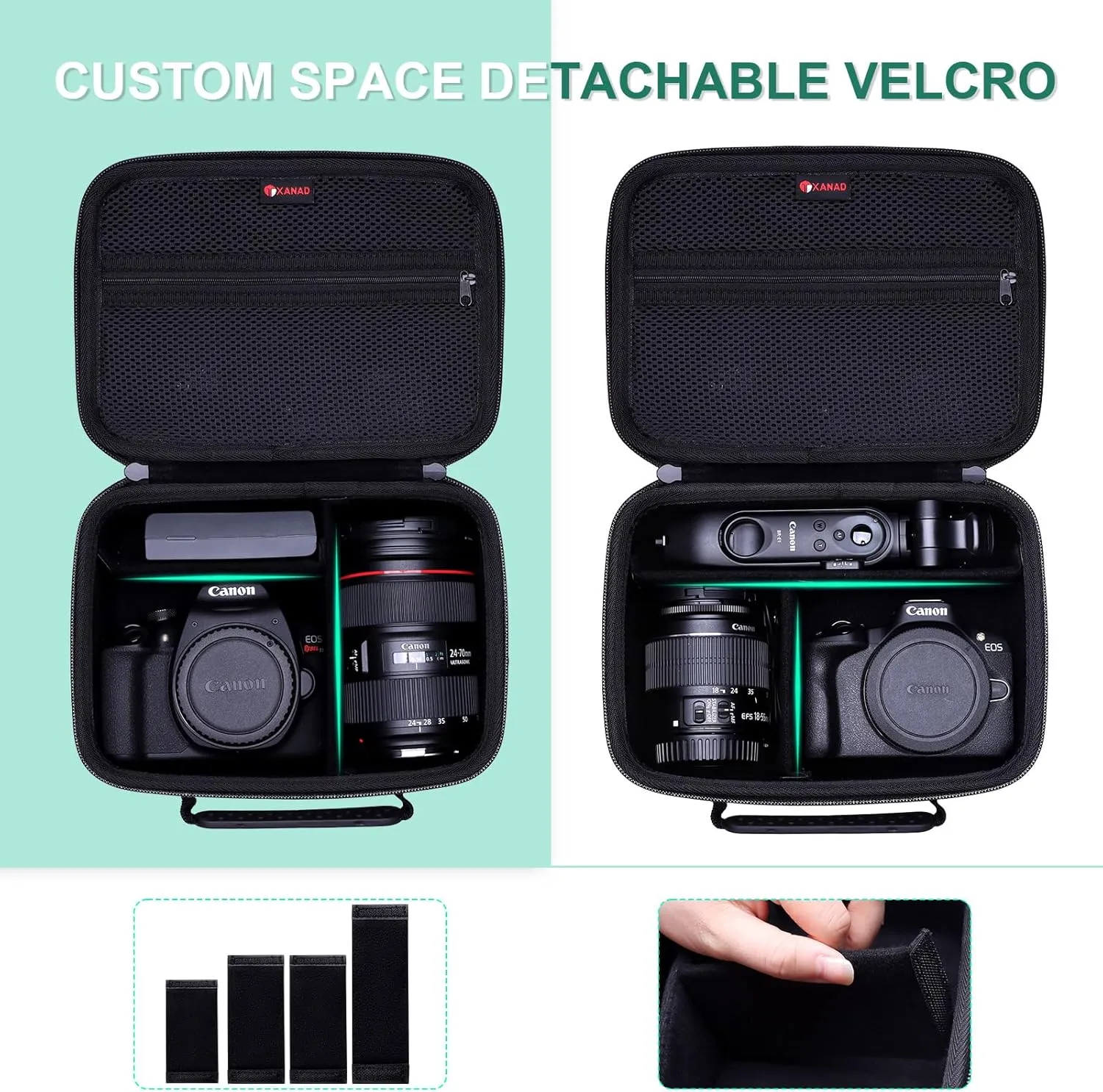 XANAD Camera Case Compatible with Canon EOS Rebel T7 / R100 / R50 / R6 Mark II / R8 / T100, Sony, Nikon DSLR Camera, Lens, Tripod, with 4 Pieces of Dividers and Shoulder Strap（Black）