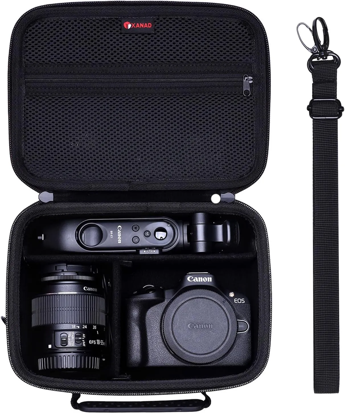 XANAD Camera Case Compatible with Canon EOS Rebel T7 / R100 / R50 / R6 Mark II / R8 / T100, Sony, Nikon DSLR Camera, Lens, Tripod, with 4 Pieces of Dividers and Shoulder Strap（Black）