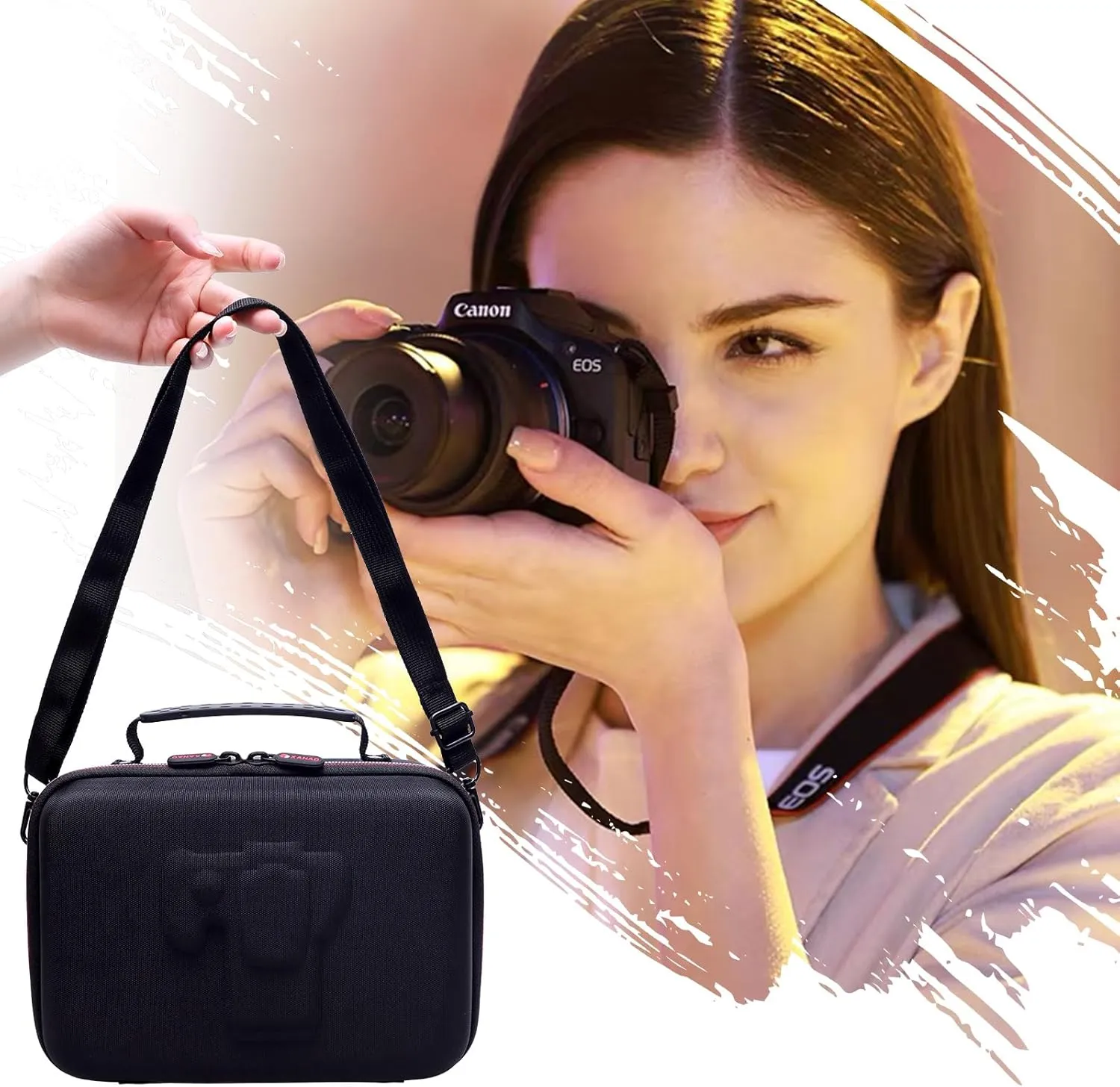XANAD Camera Case Compatible with Canon EOS Rebel T7 / R100 / R50 / R6 Mark II / R8 / T100, Sony, Nikon DSLR Camera, Lens, Tripod, with 4 Pieces of Dividers and Shoulder Strap（Black）