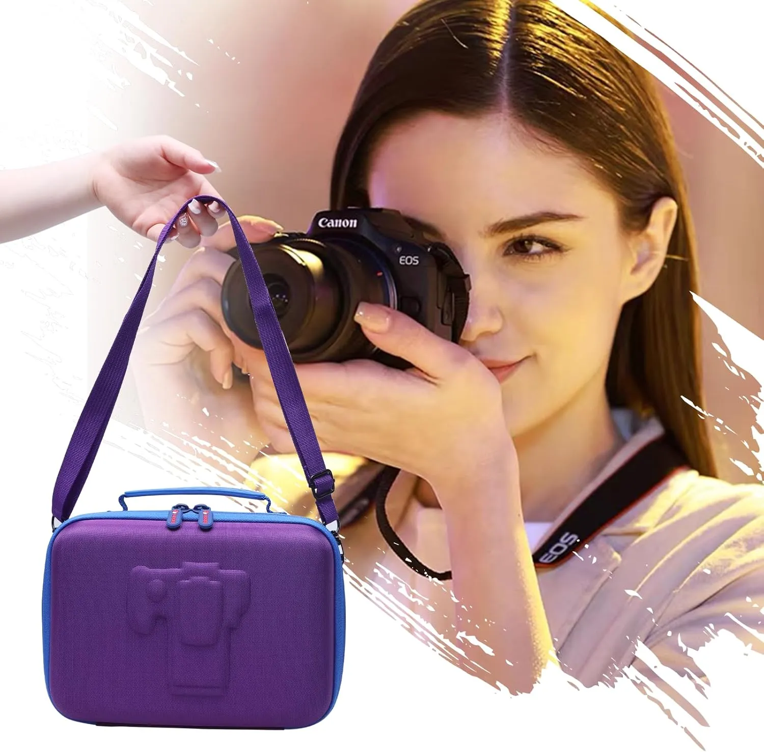 XANAD Camera Case Compatible with Canon EOS Rebel T7 / R100 / R50 / R6 Mark II / R8 / T100, Sony, Nikon DSLR Camera, Lens, Tripod, with 4 Pieces of Dividers and Shoulder Strap(Purple)