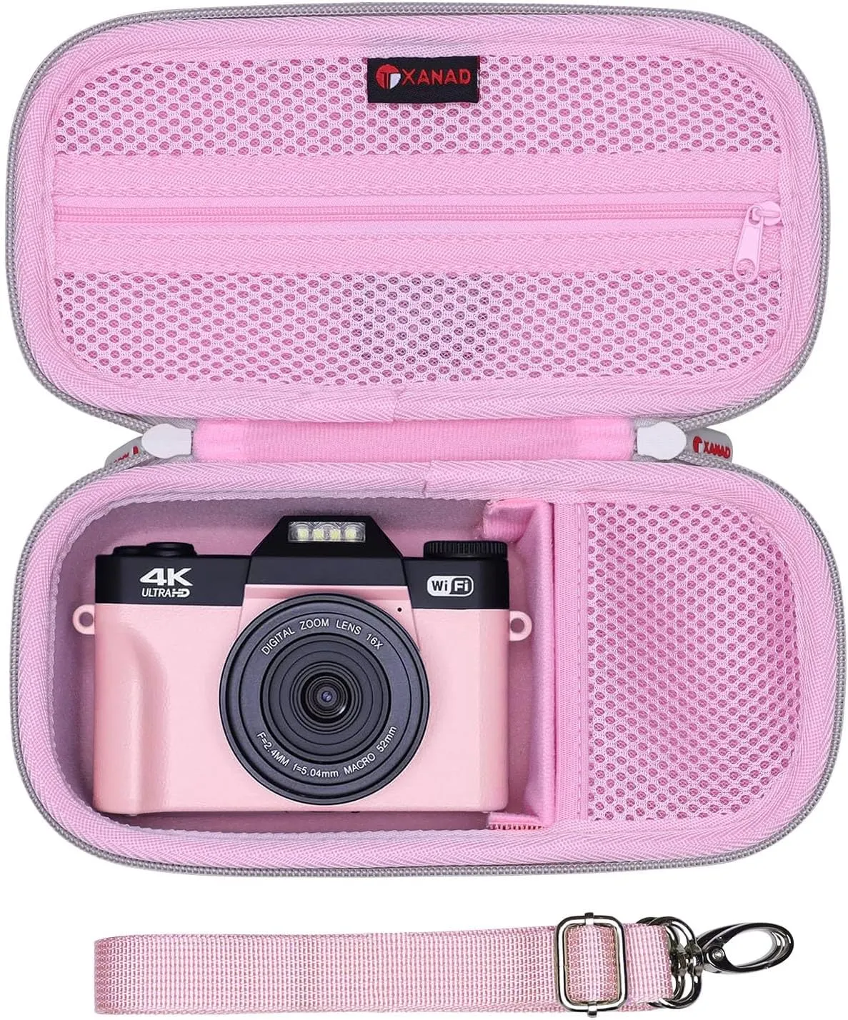 XANAD Digital Camera Case for Sony Alpha 6400,6000,6100,6700,6600/ RX100 VII or Sony Alpha ZV-1,ZV-1F,ZV-E10,ZV-E10 II 4K Vlogging Camera, with Shoulder Strap (Pink)-Internal:8.3"x3.9"x2.2"