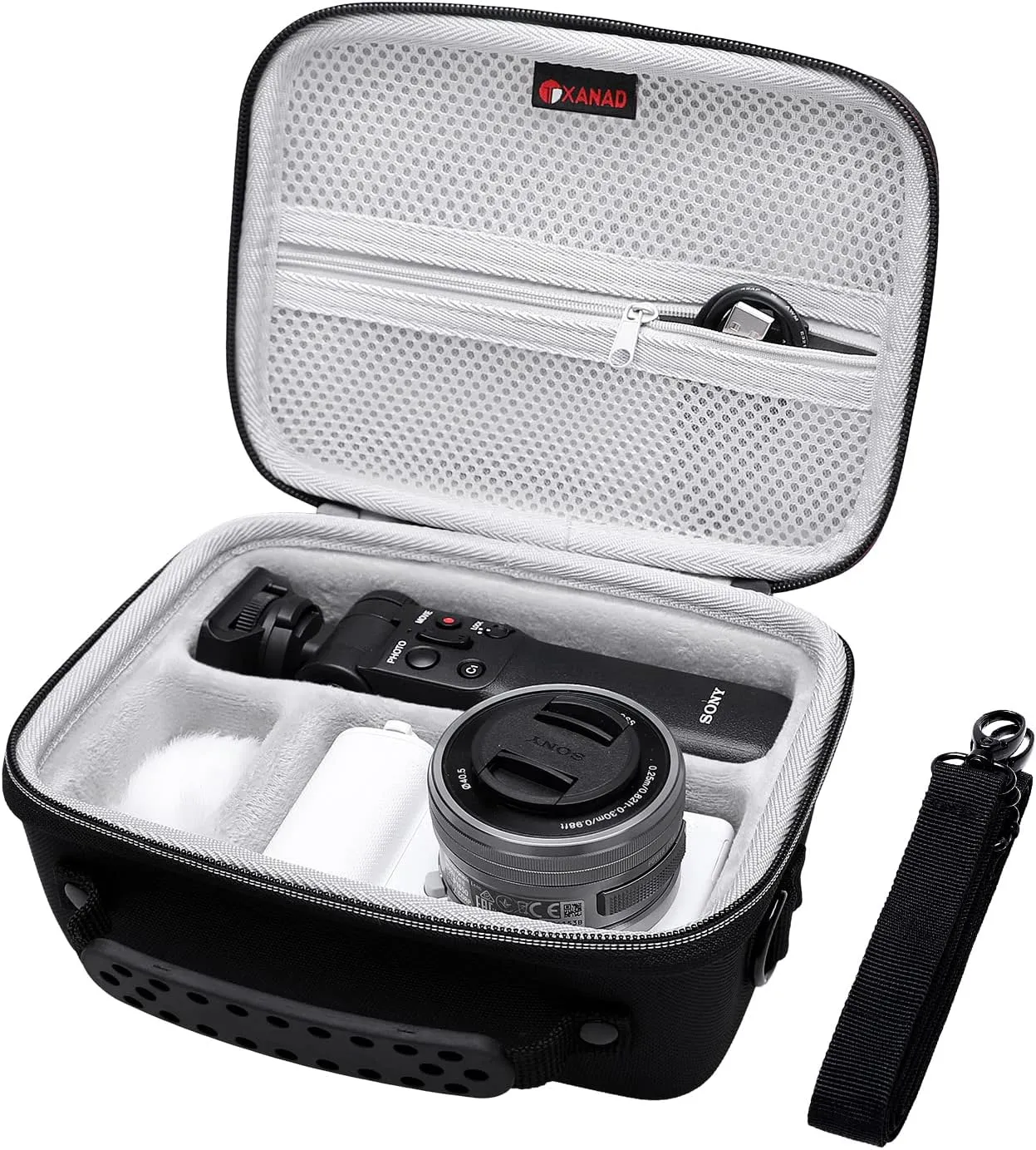 XANAD Hard Case for Sony Alpha ZV-E10/ZV-E10L/ ZV-1/ZV-1F Camera Vlogger Accessory Kit Tripod (GP-VPT2 BT) and Microphone - Carrying Storage Bag