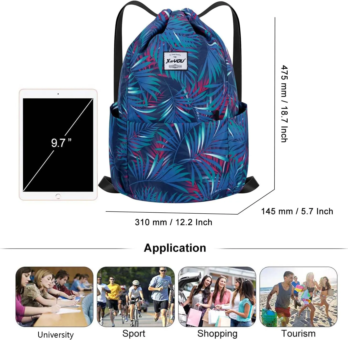 XEYOU Drawstring Sports Backpack Lightweight Gym Yoga Sackpack Shoulder Rucksack Casual Outdoor Daypack for Women and Men