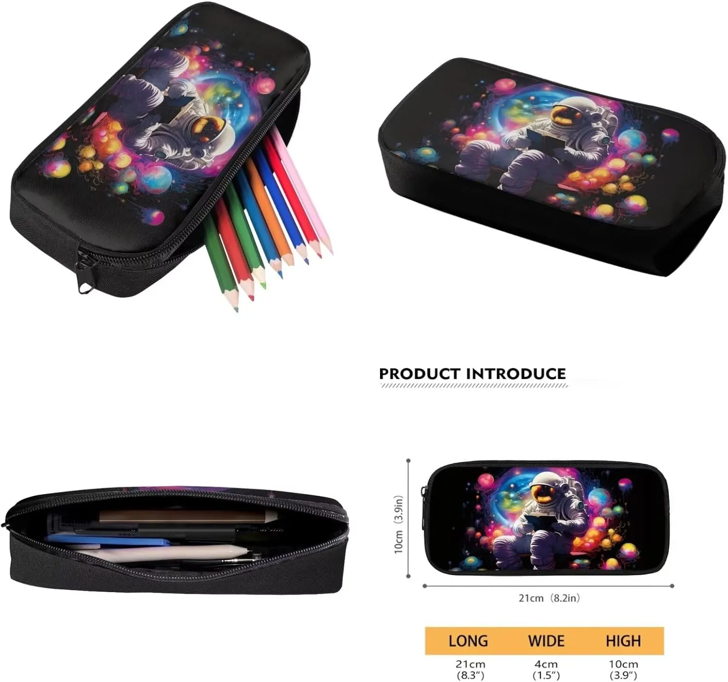 Xoenoiee Astronaut Colored Paint Pattern Kids Backpacks for Middle School, Lightweight Bookbag Water Resistant with Lunch Pack Pencil Bag 3pcs