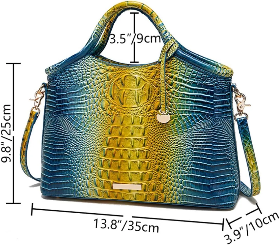 XXGJOALD-Satchel Bag Women’s Vegan Leather Purse Crocodile-Embossed Pattern with Top Handle Large Shoulder Bag Handbag