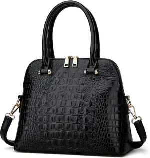 XXGJOALD-Women Crocodile Pattern Handbag Patent Leather Purse Shell Shoulder Bag Top-Handle Satchel Tote Wallet Work Party