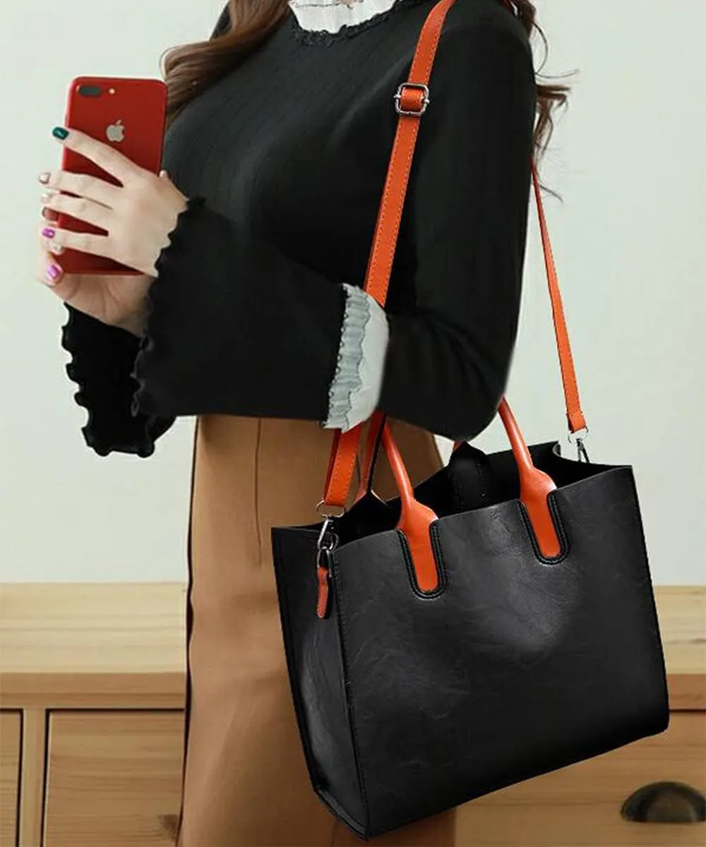 YAQUNICER Women Soft Synthetic PU Leather Ladies Satchel Crossbody Handbags 3pcs Simplicity Clutches Purse Large Capacity