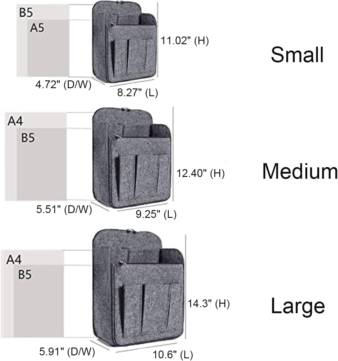 Yoillione Felt Backpack Organizer Insert for Women and Men, Large Travel Rucksack Insert with High Capacity, Lightweight Bag Organizer with Zipper Pockets