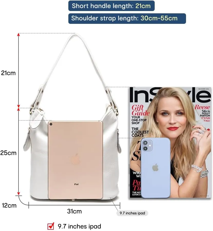 Zecny Genuine Leather Shoulder Bag for Women Metal Tassel