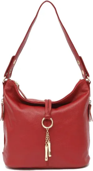 Zecny Genuine Leather Shoulder Bag for Women Metal Tassel