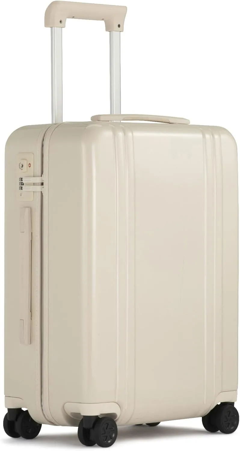 ZERO Halliburton Classic Lightweight 4.0 Continental Carry-On, 22-Inch Hardside, Four Dual Spinner Wheels, TSA Accepted Lock, Telescoping Pull Handle, 37L, Gloss Finish- Crme