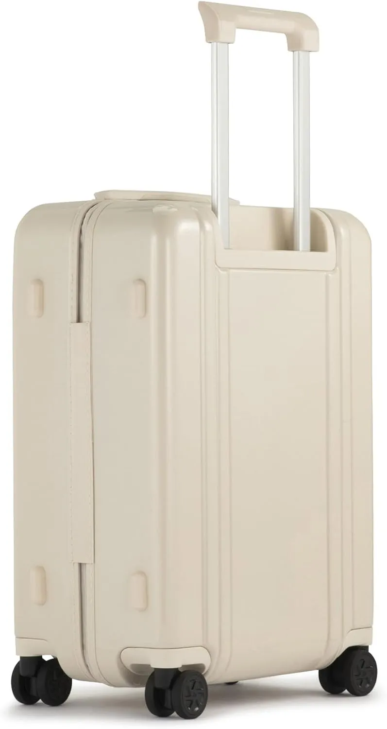 ZERO Halliburton Classic Lightweight 4.0 Continental Carry-On, 22-Inch Hardside, Four Dual Spinner Wheels, TSA Accepted Lock, Telescoping Pull Handle, 37L, Gloss Finish- Crme