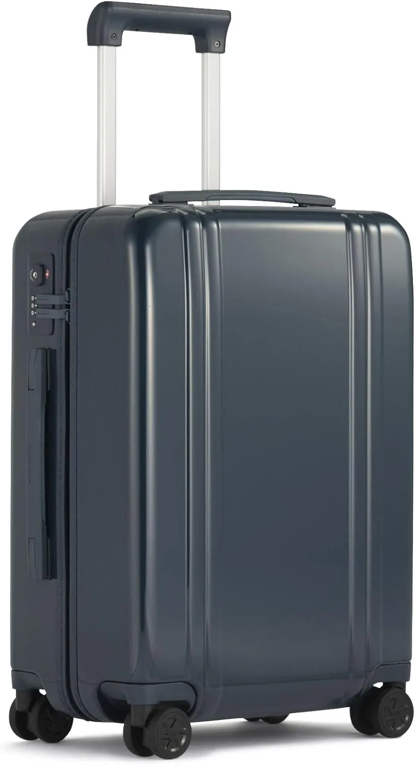 ZERO Halliburton Classic Lightweight 4.0 Continental Carry-On, 22-Inch Hardside, Four Dual Spinner Wheels, TSA Accepted Lock, Telescoping Pull Handle, 37L, Gloss Finish- Navy