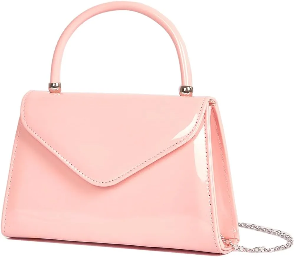 ZiMing Glossy Patent Leather Handbag for Women Evening Bag Small Satchel Bag Chain Shoulder Bag Flip Top Handle Bag