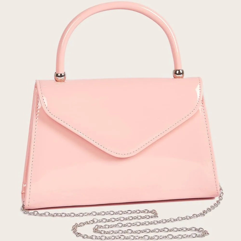 ZiMing Glossy Patent Leather Handbag for Women Evening Bag Small Satchel Bag Chain Shoulder Bag Flip Top Handle Bag