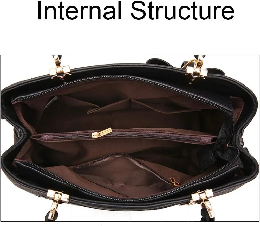 ​ZiMing Womens Handbags Floral Embroidery Satchel Bag Faux Leather Top Handle Purse Medium Tote Bag Crossbody Shoulder Bag