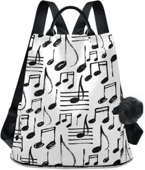 ZZKKO Hand Drawn Music Notes Backpack Purse for Women Rucksack Anti Theft Fashion Travel Lightweight Ladies Shoulder Bag