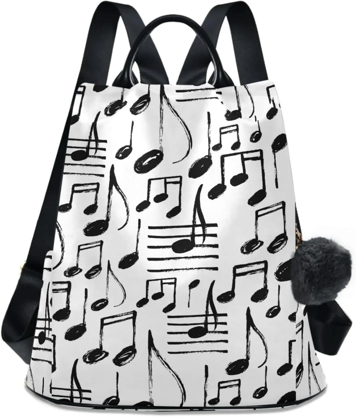 ZZKKO Hand Drawn Music Notes Backpack Purse for Women Rucksack Anti Theft Fashion Travel Lightweight Ladies Shoulder Bag