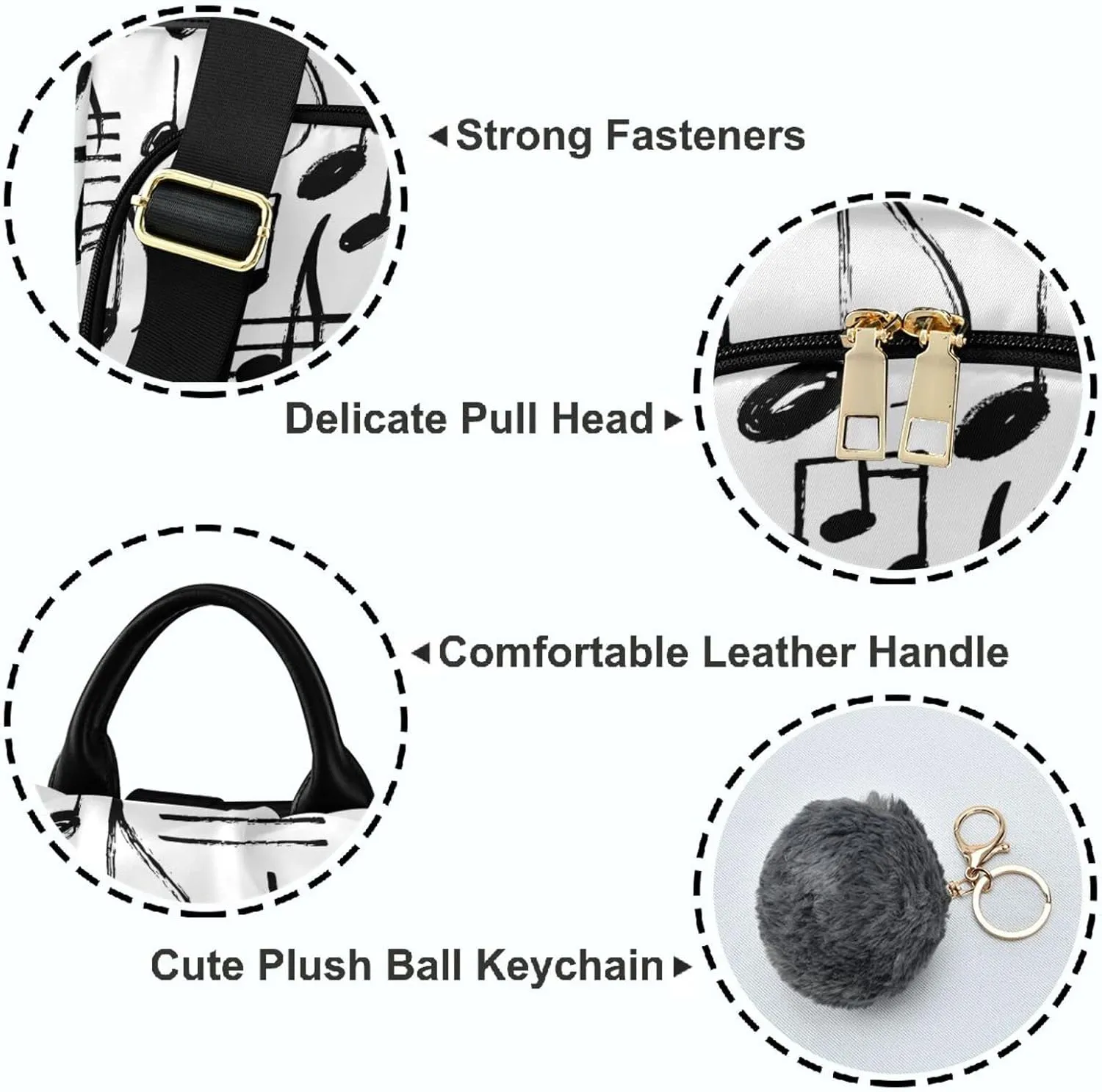 ZZKKO Hand Drawn Music Notes Backpack Purse for Women Rucksack Anti Theft Fashion Travel Lightweight Ladies Shoulder Bag