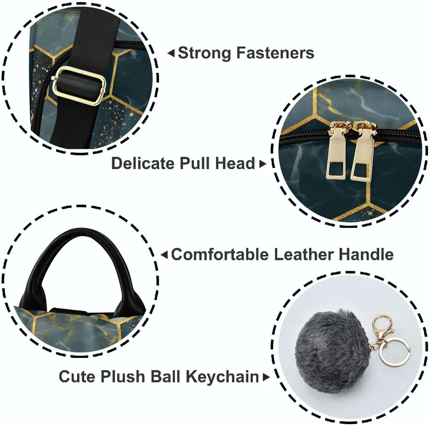 ZZKKO Marble Hexagon Golden Backpack Purse for Women Rucksack Anti Theft Fashion Travel Lightweight Ladies Shoulder Bag
